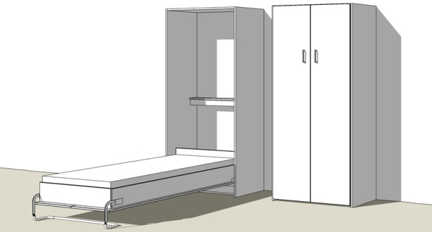 Schrankbett 90x200cm - vertikal (PEB510)